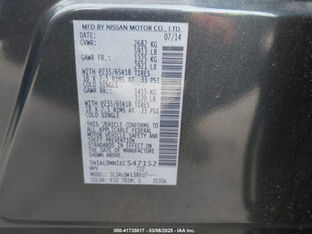 5N1AL0MN1EC547152 Infiniti QX60