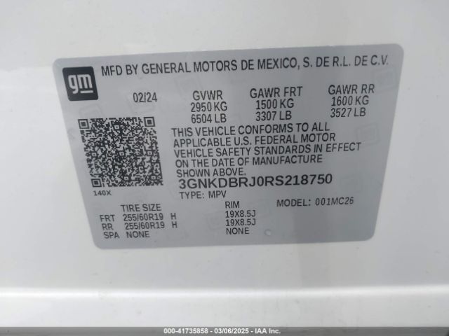 3GNKDBRJ0RS218750 Chevrolet Blazer Ev Eawd 2lt