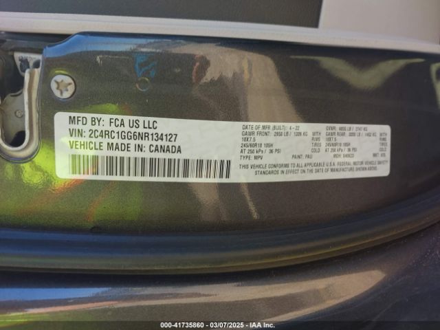 2C4RC1GG6NR134127 Chrysler Pacifica Limited
