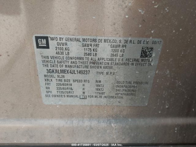 3GKALMEX4JL149237 GMC Terrain Sle