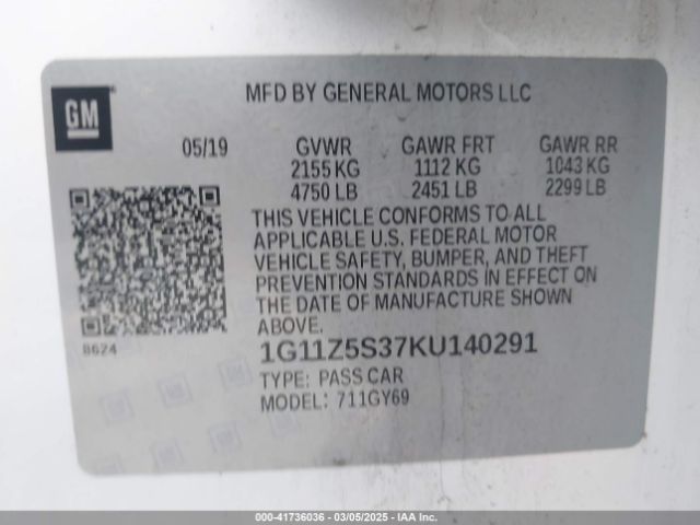 1G11Z5S37KU140291 Chevrolet IMPALA LT