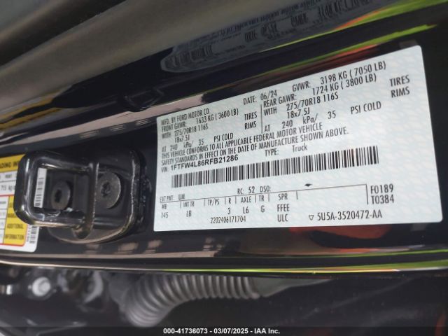 1FTFW4L86RFB21286 Ford F-150 Tremor