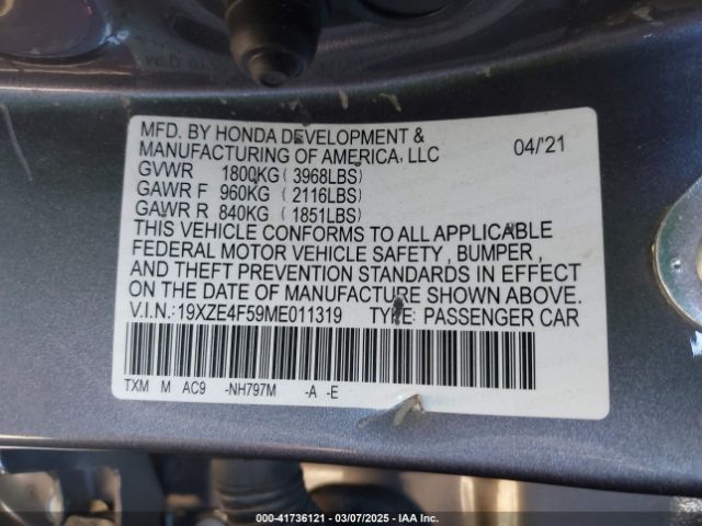 19XZE4F59ME011319 Honda INSIGHT EX