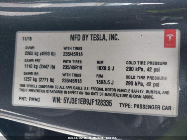 2018 TESLA MODEL 3 5YJ3E1EB9JF128335 Photo 8