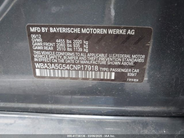 2012 BMW 328I WBA3A5G54CNP17918 Photo 8