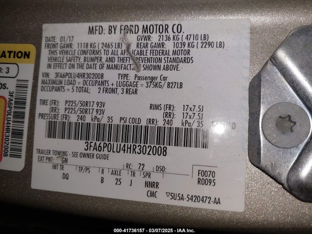 Ford Fusion Hybrid Se 2017 3FA6P0LU4HR302008 Image 9