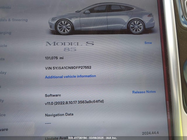 2013 TESLA MODEL S 5YJSA1CN9DFP27552 Photo 6