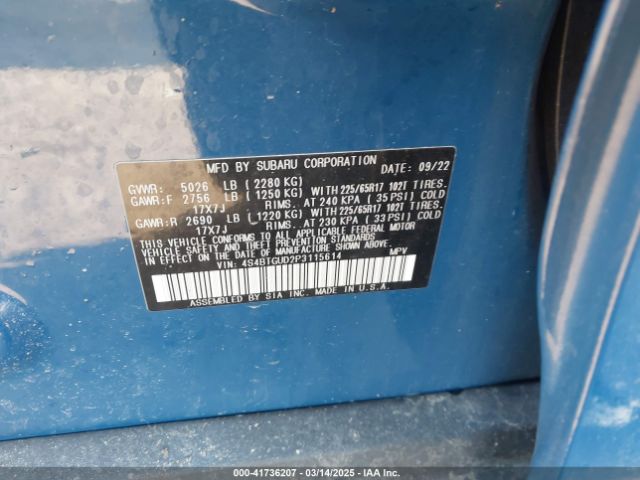 4S4BTGUD2P3115614 Subaru Outback Wilderness