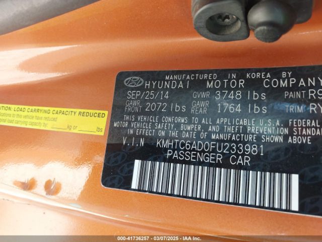 KMHTC6AD0FU233981 Hyundai Veloster