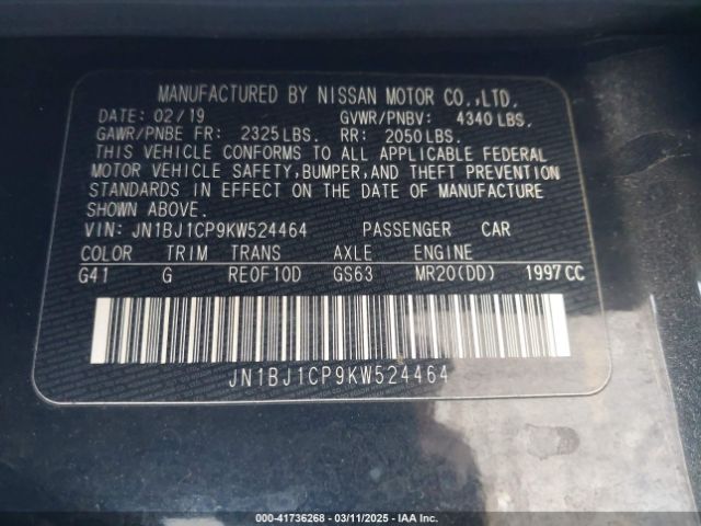 JN1BJ1CP9KW524464 Nissan Rogue Sport Sl