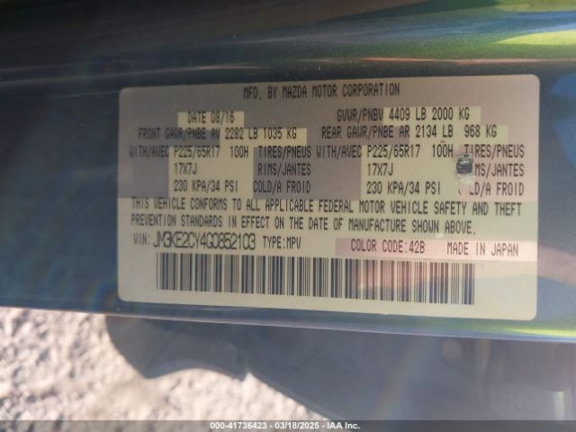 JM3KE2CY4G0852103 Mazda Cx-5 Touring