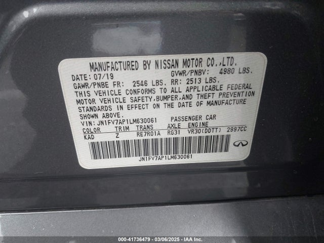 JN1FV7AP1LM630061 Infiniti Q50 Red Sport 400
