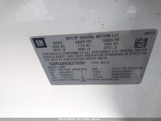 1GNFLGEK2EZ105301 Chevrolet Equinox 2lt