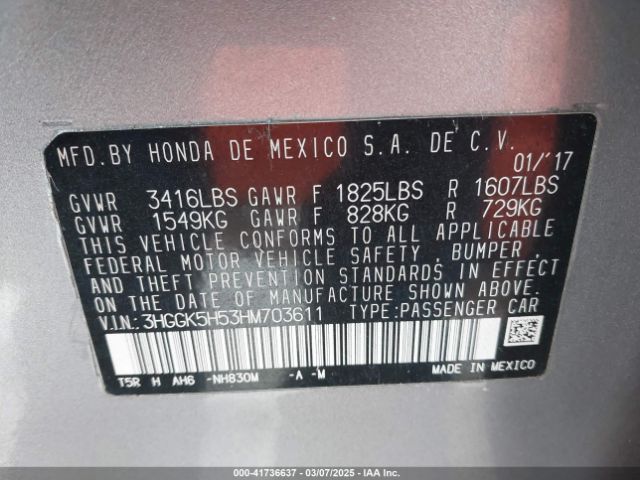 3HGGK5H53HM703611 Honda FIT LX
