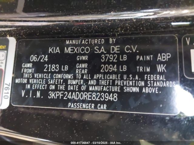 3KPF24AD0RE823948 KIA Forte Lxs