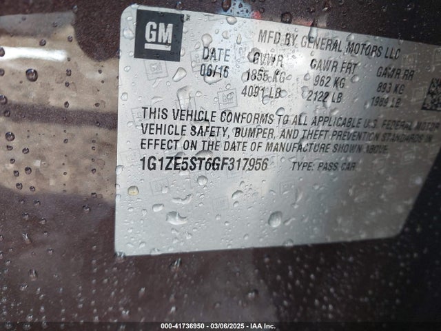 1G1ZE5ST6GF317956 Chevrolet MALIBU 1LT
