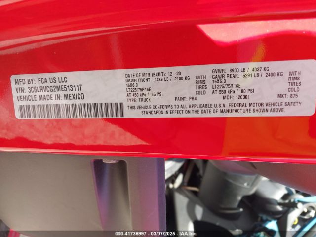 3C6LRVCG2ME513117 RAM Promaster 2500 High Roof 136 Wb