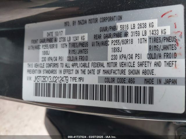 JM3TCBCY3J0212479 Mazda Cx-9 Touring