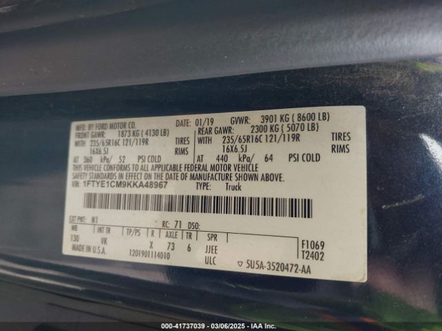 1FTYE1CM9KKA48967 Ford Transit-150