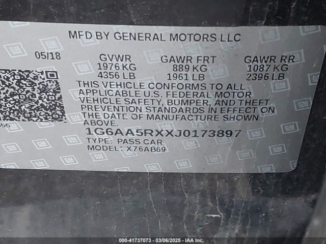 1G6AA5RXXJ0173897 Cadillac Ats Standard