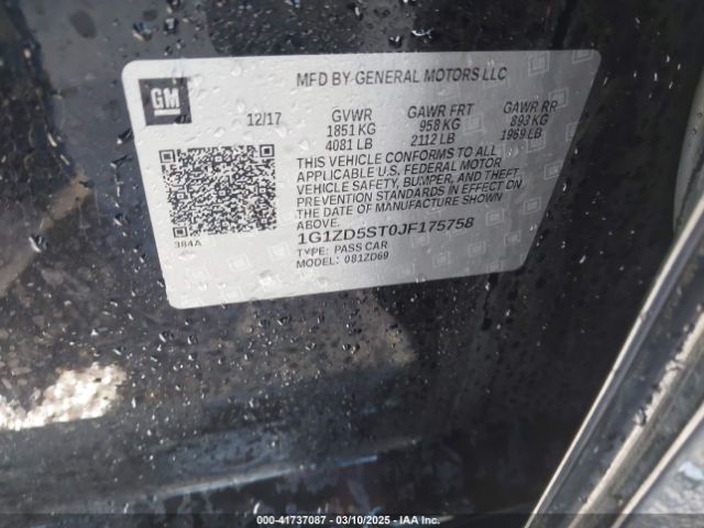 1G1ZD5ST0JF175758 Chevrolet MALIBU LT