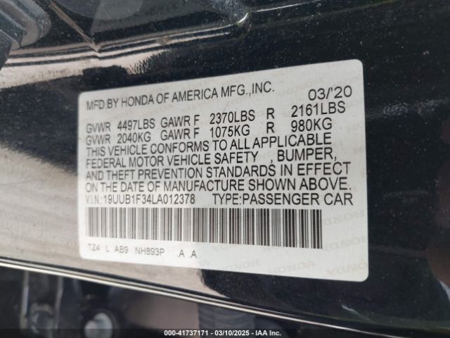 19UUB1F34LA012378 Acura Tlx Standard