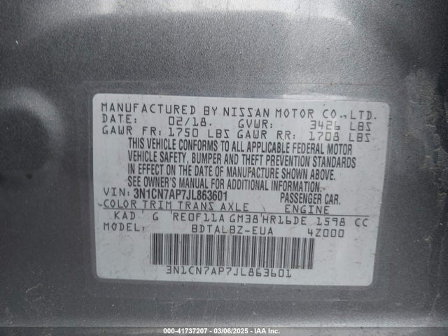 Nissan Versa 1.6 Sv 2018 3N1CN7AP7JL863601 Image 9