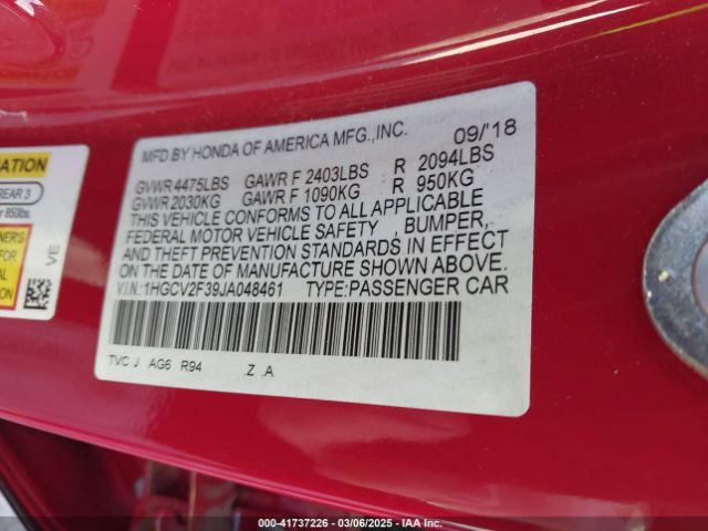 1HGCV2F39JA048461 Honda Accord Sport 2.0t