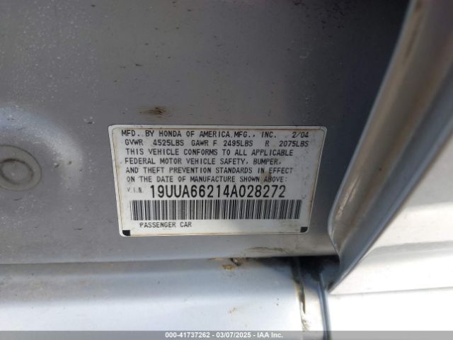 2004 ACURA TL 19UUA66214A028272 Photo 8