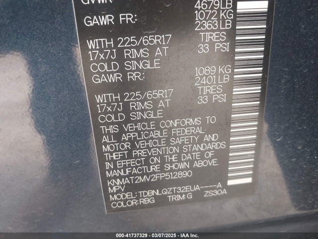 Nissan ROGUE SV 2015 KNMAT2MV2FP512890 Image 9