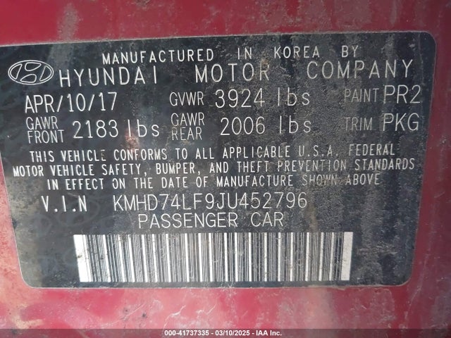 Hyundai ELANTRA SE 2018 KMHD74LF9JU452796 Image 9