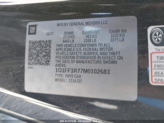 2021 CHEVROLET CAMARO 1G1FF1R77M0102683 Photo 8