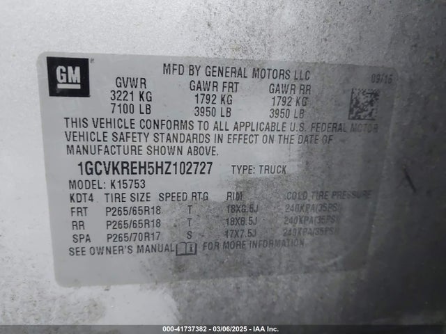 1GCVKREH5HZ102727 Chevrolet Silverado 1500 1lt
