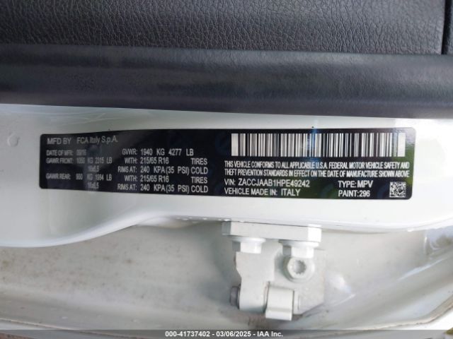 ZACCJAAB1HPE49242 Jeep Renegade Sport Fwd