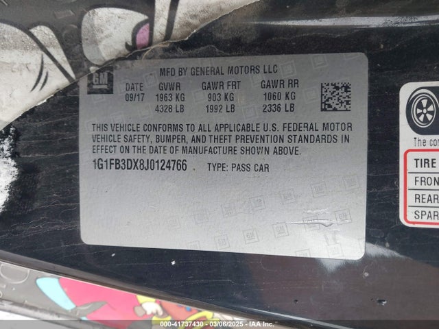 1G1FB3DX8J0124766 Chevrolet Camaro 1lt