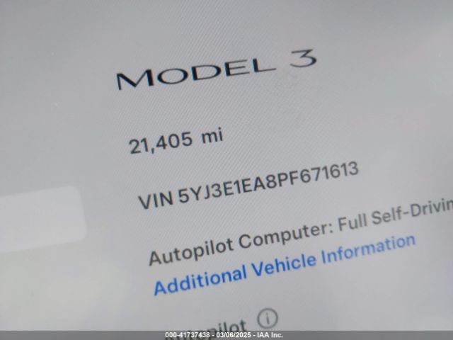 5YJ3E1EA8PF671613 Tesla Model 3 Rear-wheel Drive