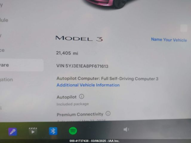 5YJ3E1EA8PF671613 Tesla Model 3 Rear-wheel Drive