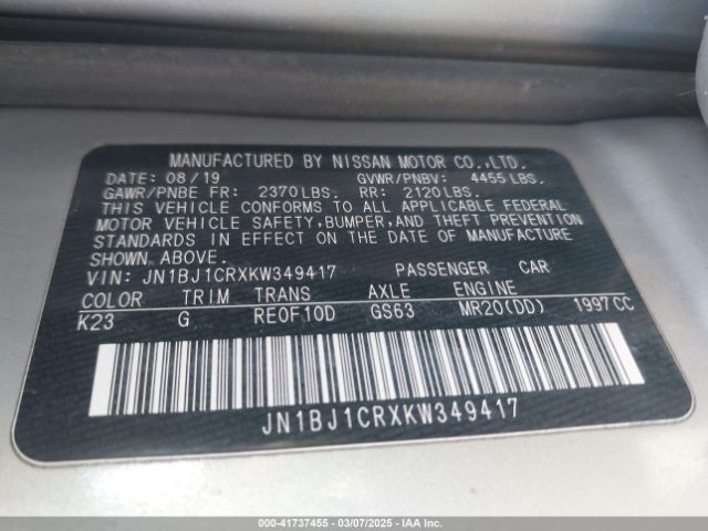 JN1BJ1CRXKW349417 Nissan Rogue Sport S