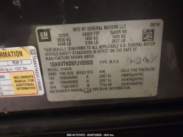 1GKKVTKDXFJ165900 GMC Acadia Denali