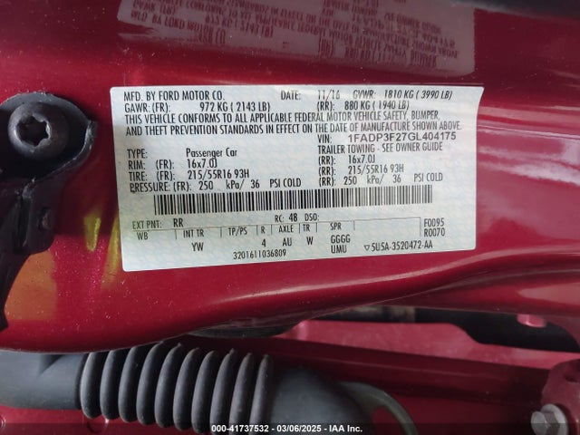 Ford FOCUS SE 2016 1FADP3F27GL404175 Image 9