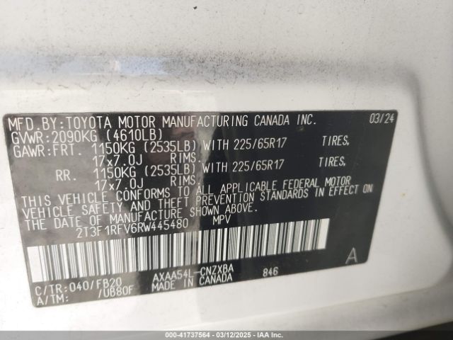 2T3F1RFV6RW445480 Toyota RAV4 LE
