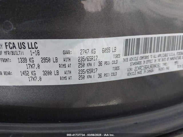 2C4RC1BG4JR204161 Chrysler Pacifica Touring L