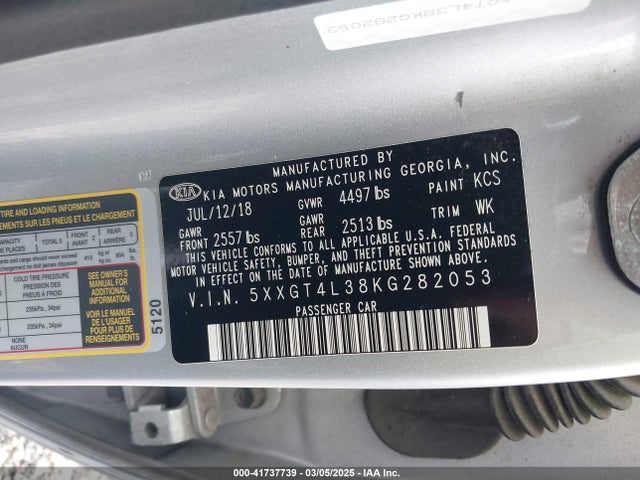 5XXGT4L38KG282053 KIA gdi