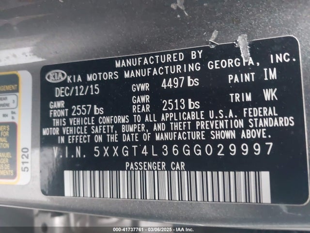 5XXGT4L36GG029997 KIA Optima Lx