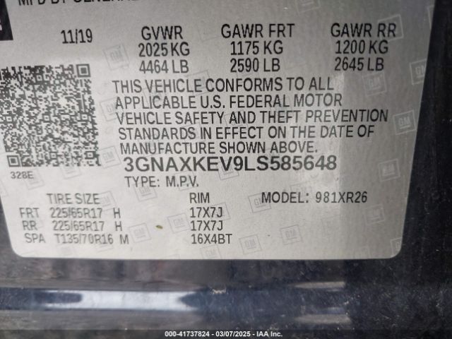 3GNAXKEV9LS585648 Chevrolet Equinox Fwd Lt 1.5l Turbo