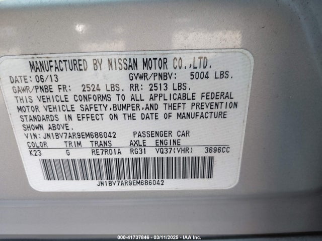 JN1BV7AR9EM686042 Infiniti Q50 Premium