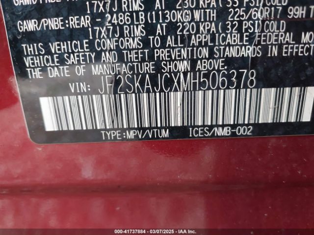 JF2SKAJCXMH506378 Subaru Forester Premium