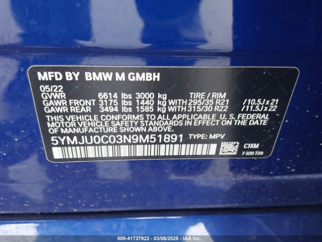 5YMJU0C03N9M51891 BMW X5 M