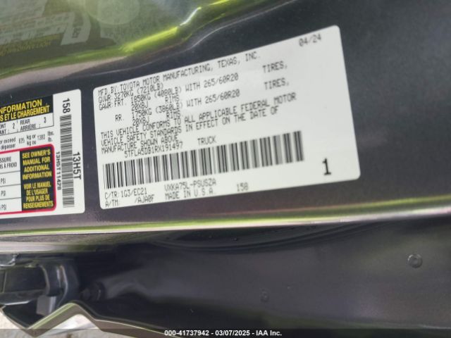 5TFLA5DB1RX191497 Toyota Tundra Sr5 4wd
