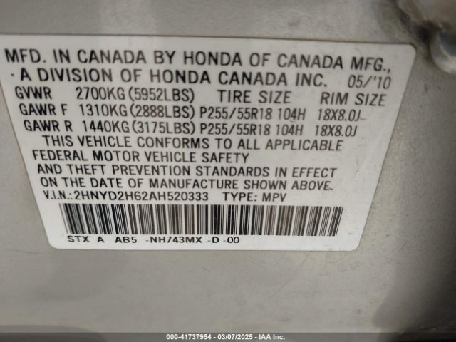 2010 ACURA MDX 2HNYD2H62AH520333 Photo 8
